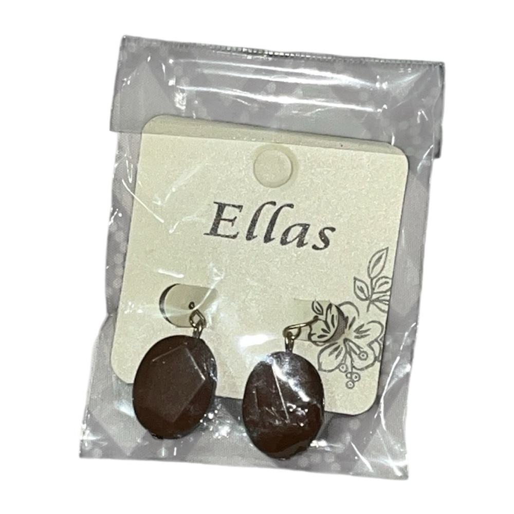Brown Round Dangle Earrings